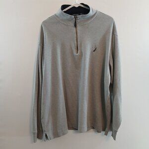 Nautica Mens Gray Long-Sleeve Pullover Sweatshirt With Half-Zip - Size L